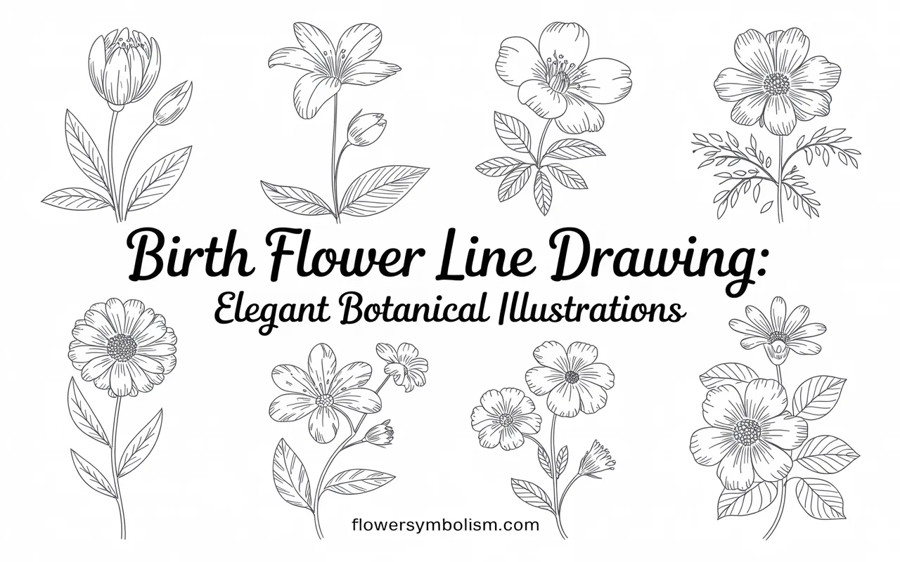 birth flower line drawing