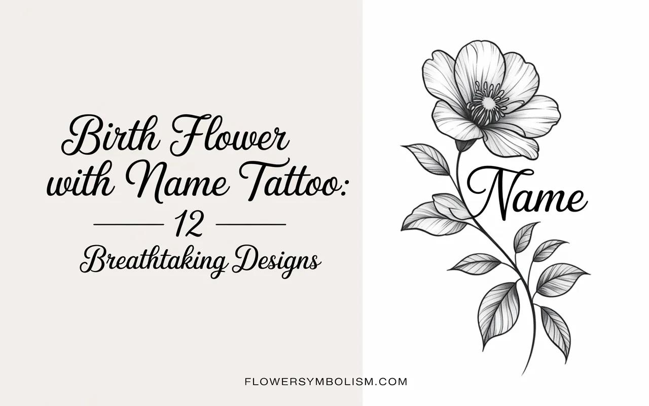 birth flower with name tattoo