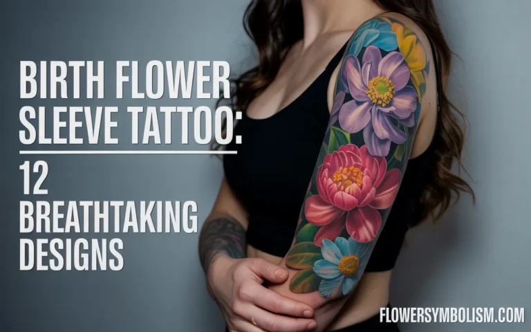 birth flower sleeve tattoo