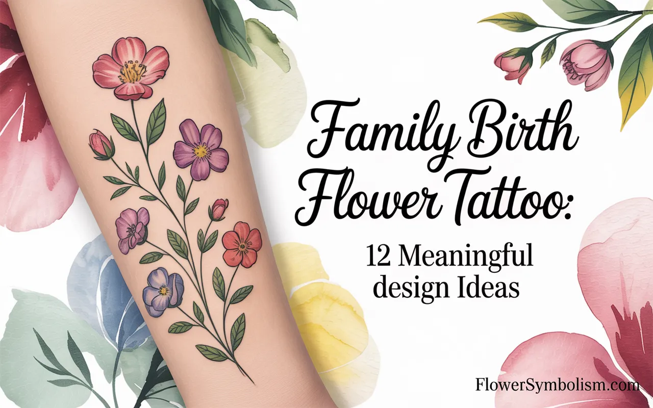 family birth flower tattoo