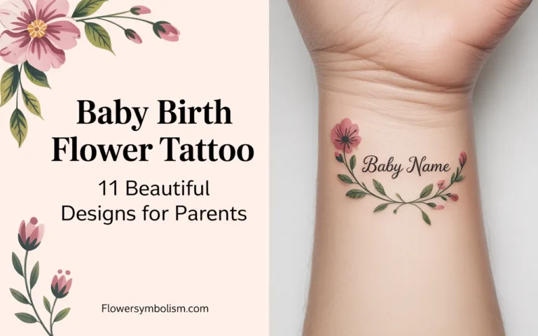 baby birth flower tattoo