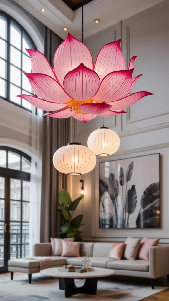 Large Pink Lotus Flower Lantern: Enchanting Home Decor