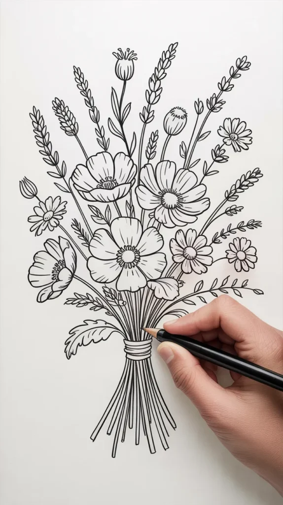 Flower Bouquet Drawing: 12 Stunning Ideas For Beginners