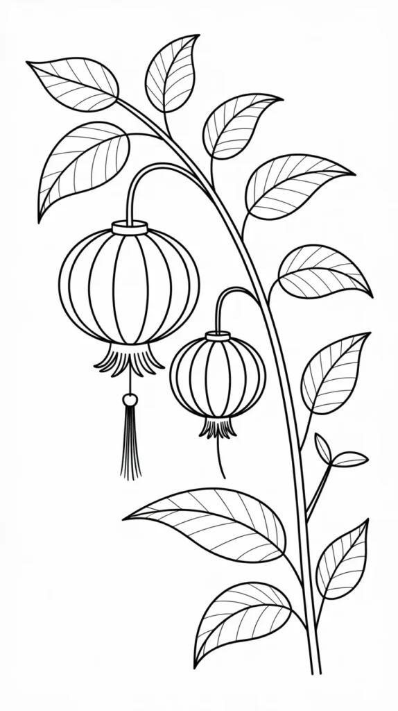 Chinese Lantern Flower Drawing Easy: 10 Beautiful Steps