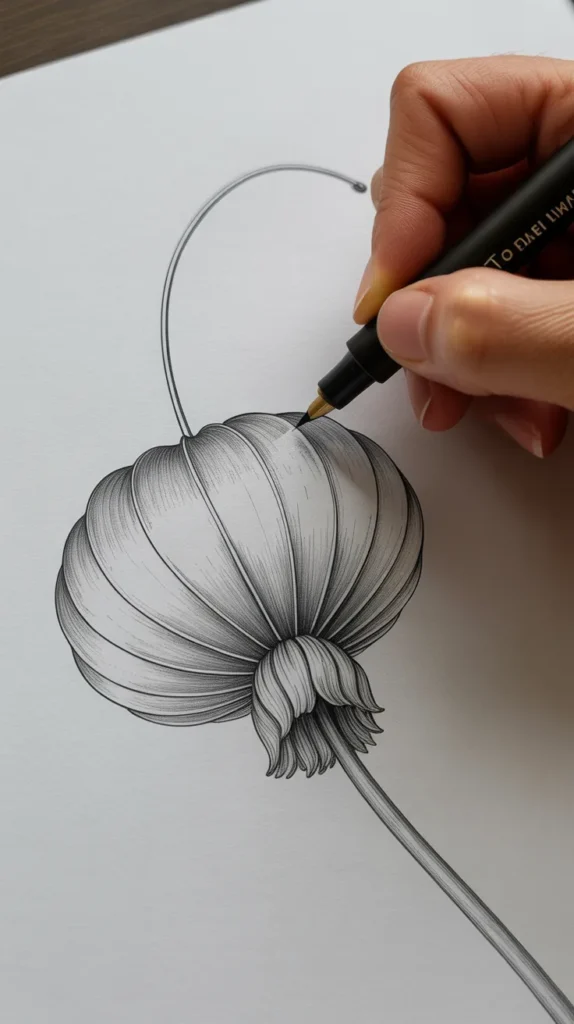 Chinese Lantern Flower Drawing Easy: 10 Beautiful Steps