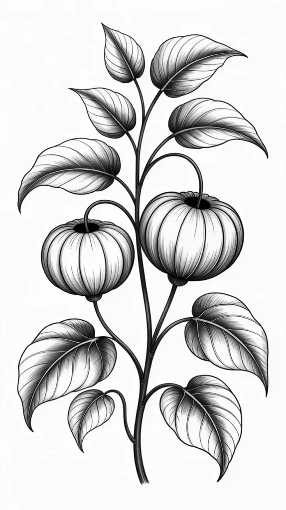 Chinese Lantern Flower Drawing Easy: 10 Beautiful Steps