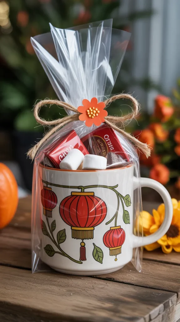 Fall Mug Chinese Lantern Flower Design - Enchanting Autumn Decor