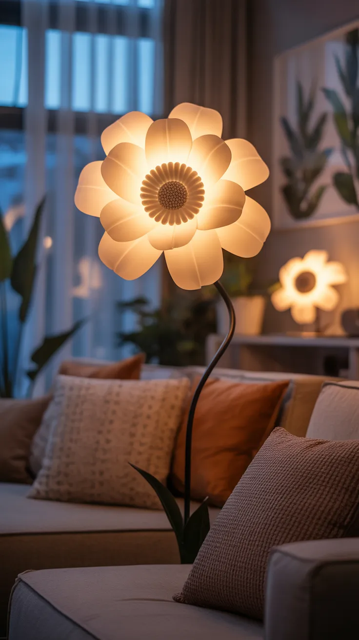 Flower-Shaped Lamps With Glowing Bulbs: 10 Enchanting Designs