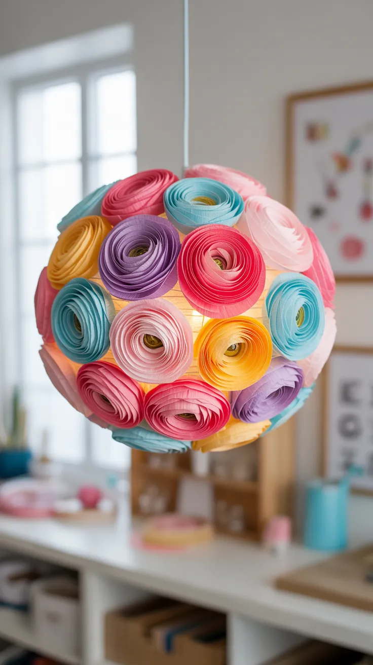 Crepe Paper Flower Lamp: Enchanting DIY Home Decor Ideas