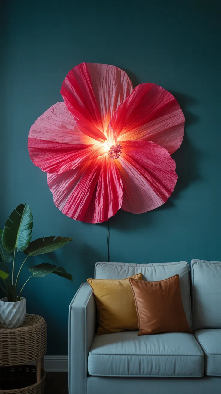 Crepe Paper Flower Lamp: Enchanting DIY Home Decor Ideas
