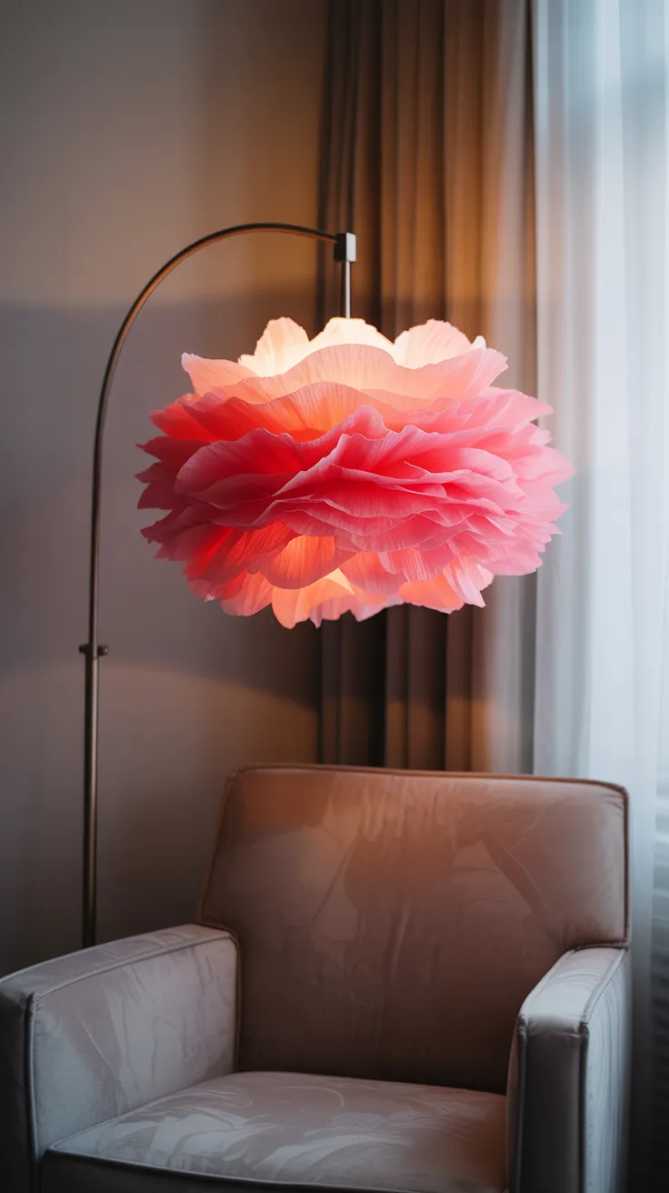 Crepe Paper Flower Lamp: Enchanting DIY Home Decor Ideas