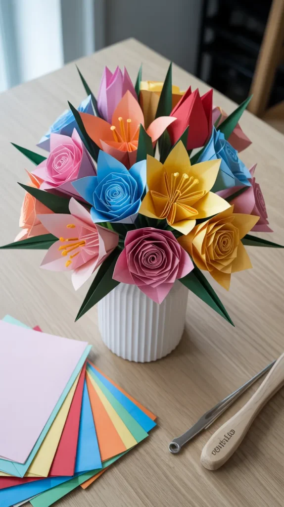 Origami Flower Bouquet: 12 Stunning Paper Art Designs