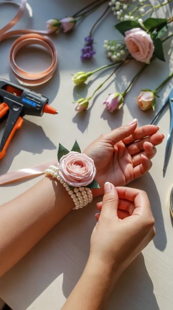 DIY Wrist Corsage-With-Fake
