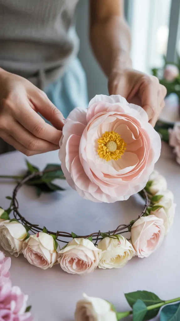 DIY Flower Crown Fake-Flowers