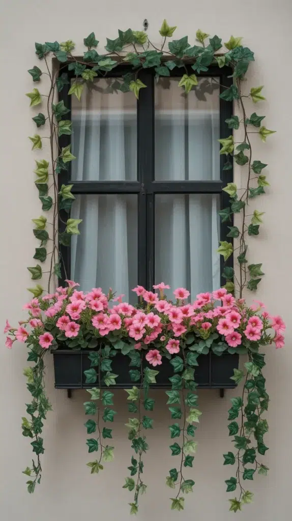Fake Flowers-In-Window-Boxes