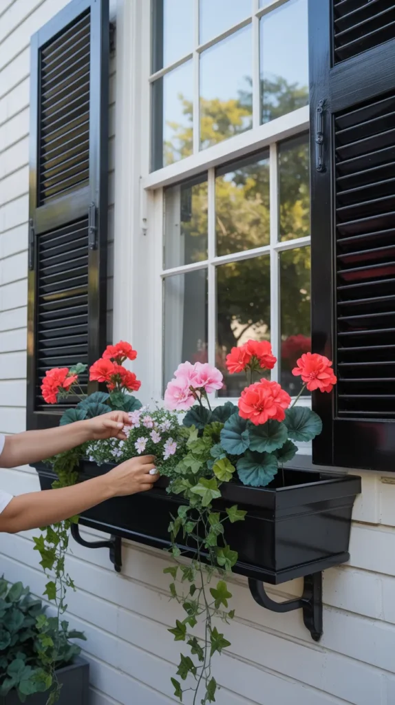 Fake Flowers-In-Window-Boxes