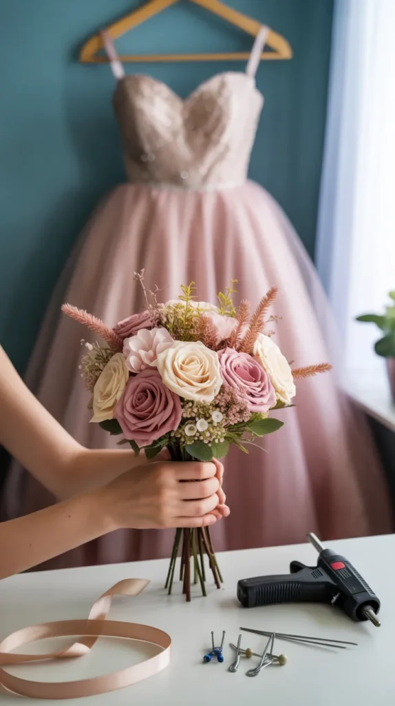 DIY Prom Bouquet-Fake-Flowers